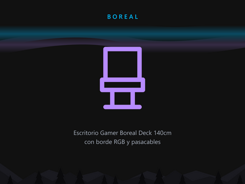 Escritorio Gamer Boreal Deck 140cm con borde RGB y pasacables
