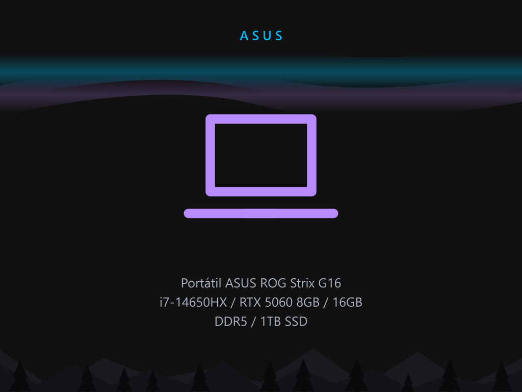 Portátil ASUS ROG Strix G16 i7-14650HX / RTX 5060 8GB / 16GB DDR5 / 1TB SSD