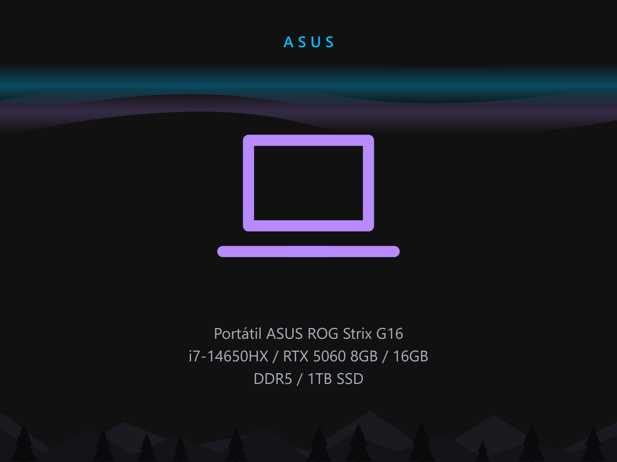 Portátil ASUS ROG Strix G16 i7-14650HX / RTX 5060 8GB / 16GB DDR5 / 1TB SSD