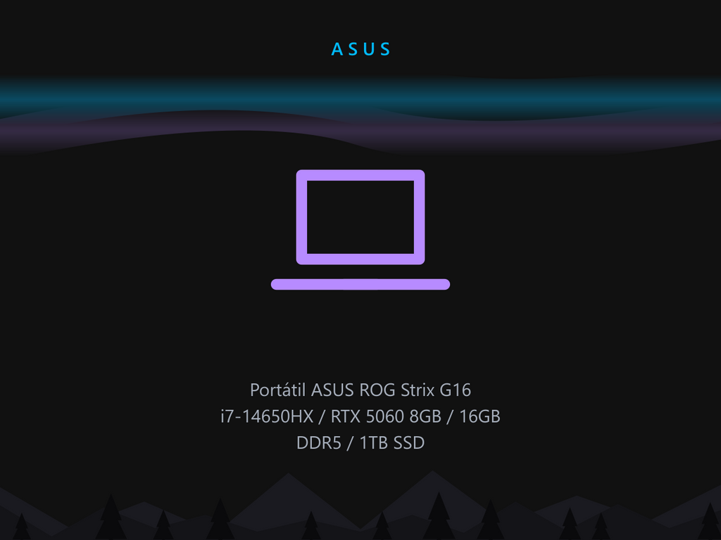 Portátil ASUS ROG Strix G16 i7-14650HX / RTX 5060 8GB / 16GB DDR5 / 1TB SSD