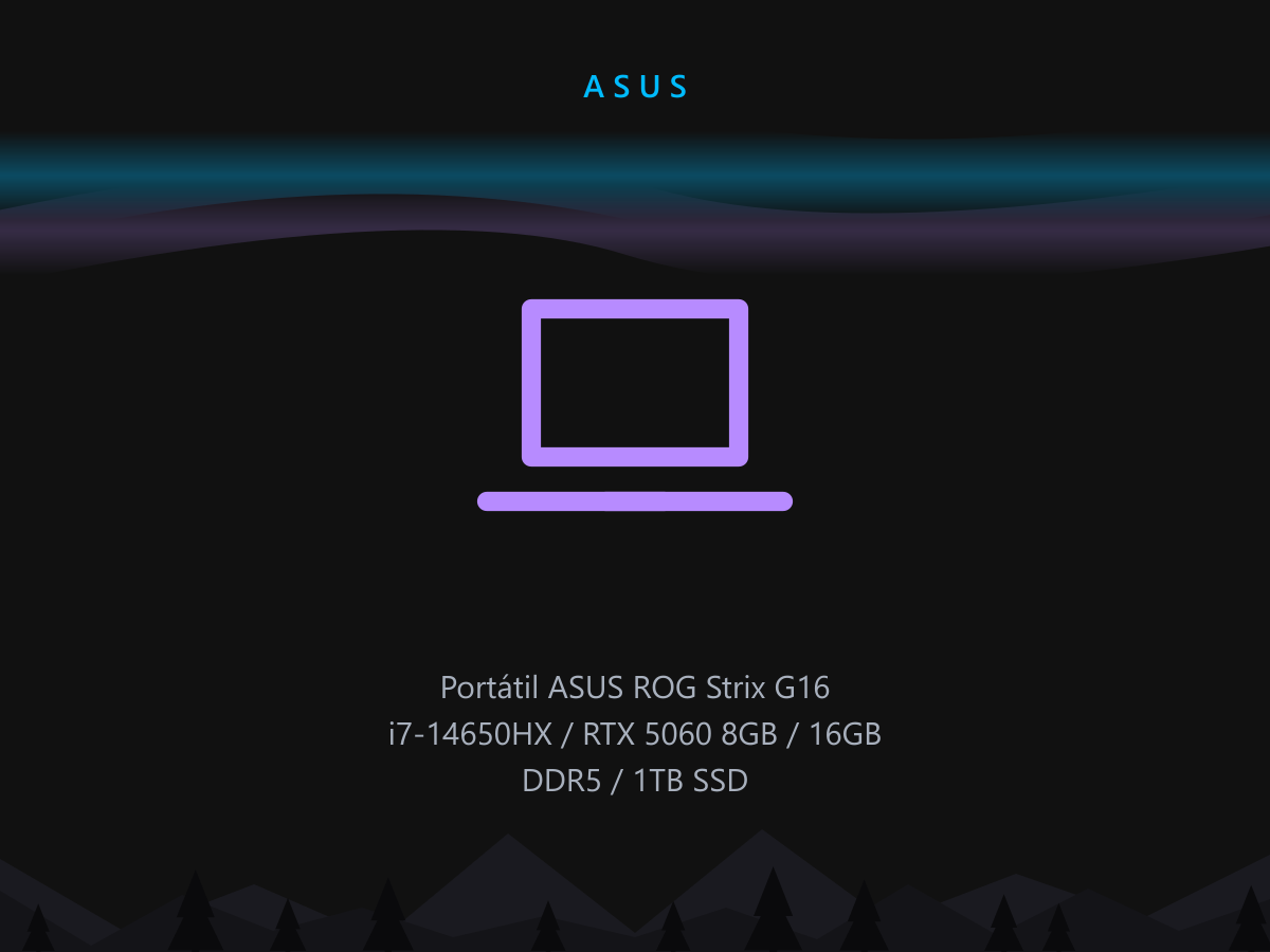 Portátil ASUS ROG Strix G16 i7-14650HX / RTX 5060 8GB / 16GB DDR5 / 1TB SSD