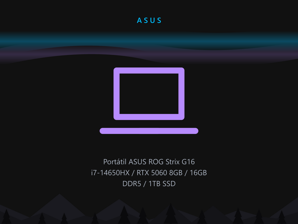 Portátil ASUS ROG Strix G16 i7-14650HX / RTX 5060 8GB / 16GB DDR5 / 1TB SSD