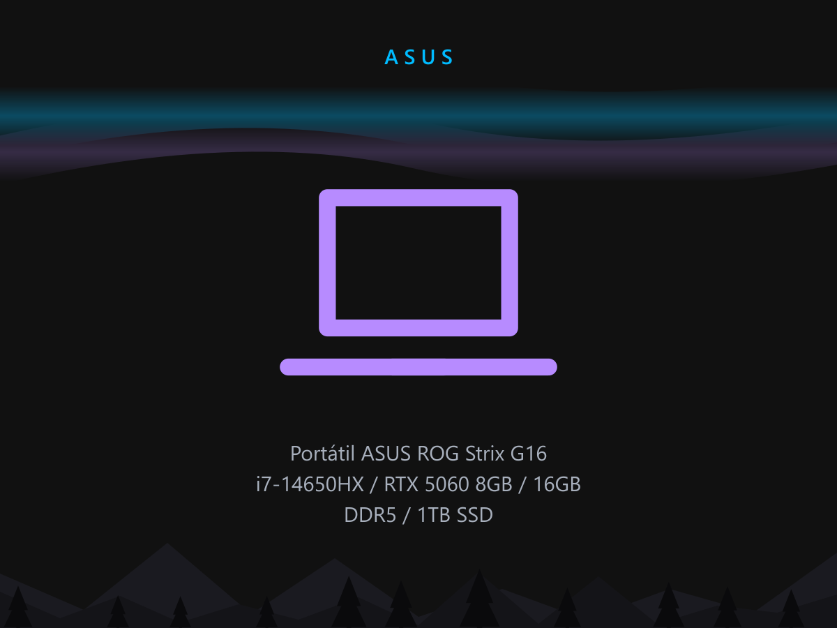 Portátil ASUS ROG Strix G16 i7-14650HX / RTX 5060 8GB / 16GB DDR5 / 1TB SSD